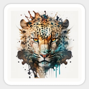 Panther Portrait Animal Painting Wildlife Outdoors Adventure Sticker